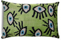 Canvello Handmade Luxury Handmade Velvet Silk Evil Eye Throw Pillow With Down Insert