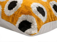 Canvello Handmade Polka Dot Velvet Throw Pillow in Mustard Yellow - Perfect for Modern and Eclectic Decor | 16 x 24 in