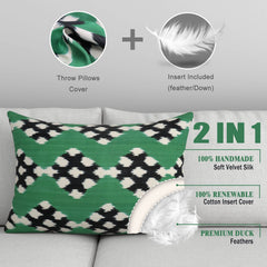 Canvello Handmade Silk Decorative Throw Pillow with Down Filled Insert