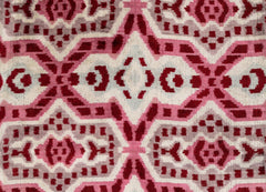 Canvello Handmade Velvet Throw Pillow with Red and Pink Ikat Design - High-Quality 20x20 Inch Decorative Accent with Premium Down Feather