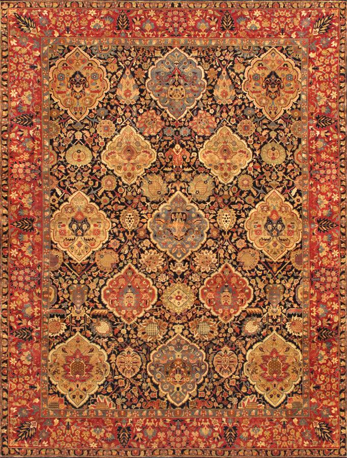 Canvello Kermanshah Hand-Knotted Lamb's Wool Area Rug- 8'11" X 11'10"