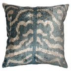 Canvello Light Blue Velvet Turkish Ikat Pillow - 16'' X 16''