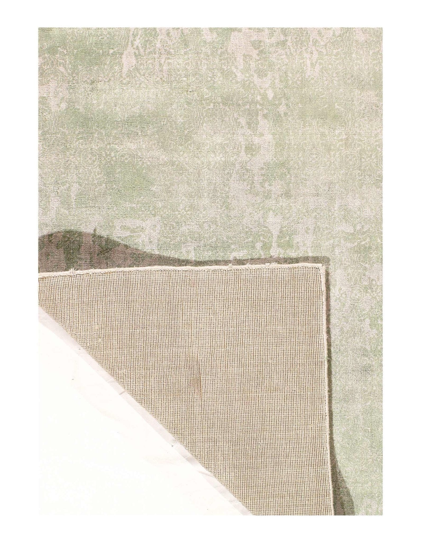 Canvello Light Green Hand knotted Modern Rug - 4' X 6''