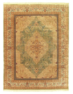 Canvello Light Green Silkroad Tabriz Design rug 9' X 12'
