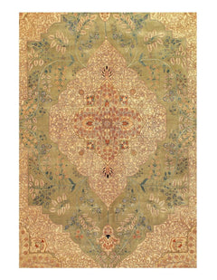 Canvello Light Green Silkroad Tabriz Design rug 9' X 12'