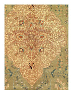 Canvello Light Green Silkroad Tabriz Design rug 9' X 12'