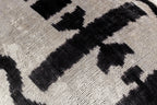 Canvello Luxurious 16x24 Handmade Velvet Silk Pillow with Premium Down Feather Insert -  Black and White Geometric