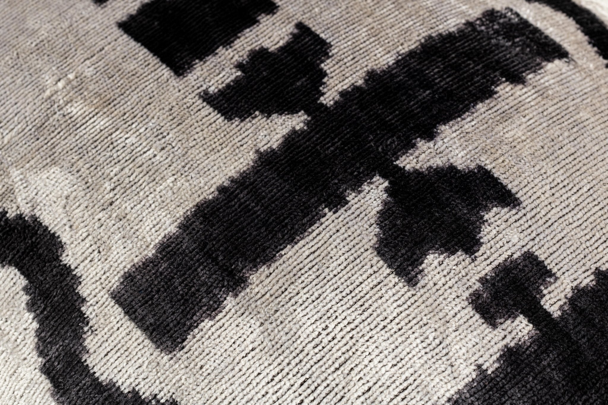 Canvello Luxurious 16x24 Handmade Velvet Silk Pillow with Premium Down Feather Insert -  Black and White Geometric