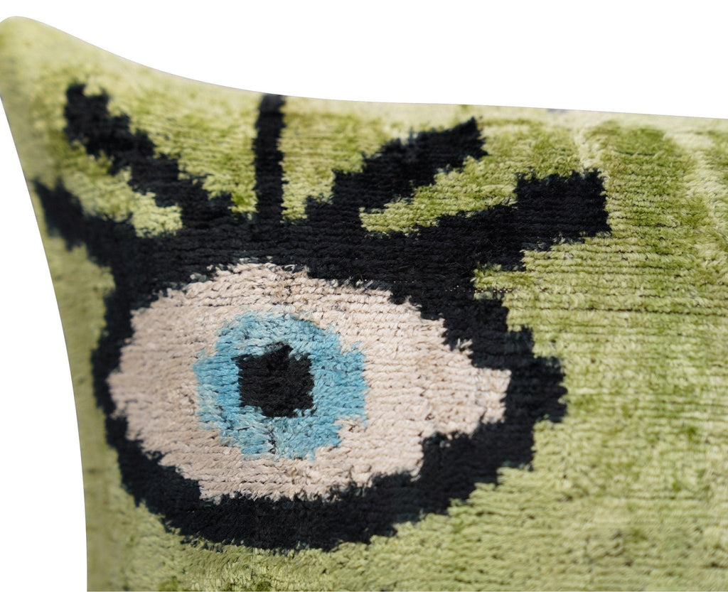 Canvello Luxury Green Smoke Olive Evil Eye Pillow for Couch - 16x16 inch