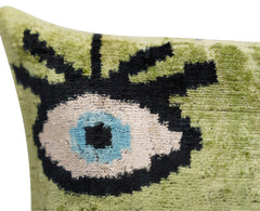 Canvello Luxury Green Smoke Olive Evil Eye Pillow for Couch - 16x16 inch