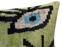 Canvello Luxury Green Smoke Olive Evil Eye Pillow for Couch - 16x16 inch
