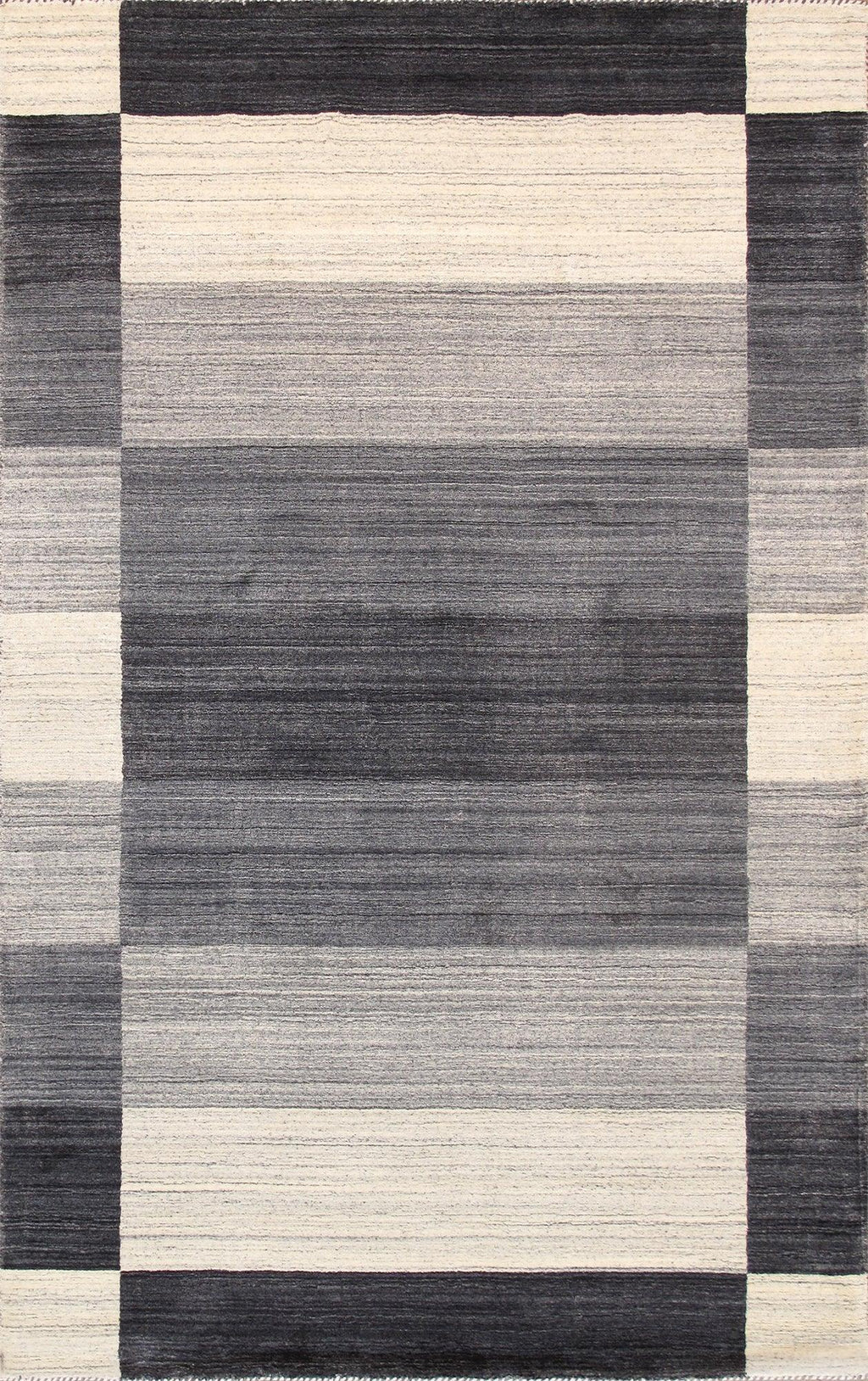 Canvello Modern Hand-Loomed Silk & Wool Charcoal Area Rug- 8'9" X 11'9"