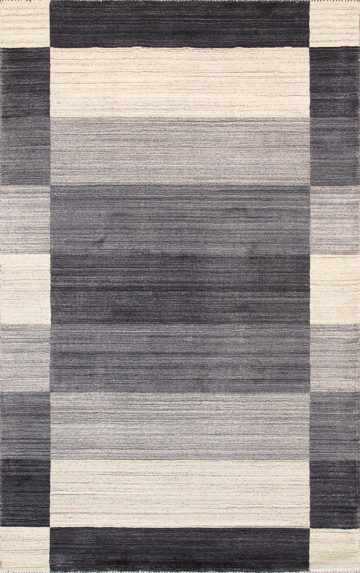 Canvello Modern Hand-Loomed Silk & Wool Charcoal Area Rug- 8'9" X 11'9"