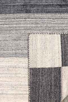 Canvello Modern Hand-Loomed Silk & Wool Charcoal Area Rug- 8'9" X 11'9"