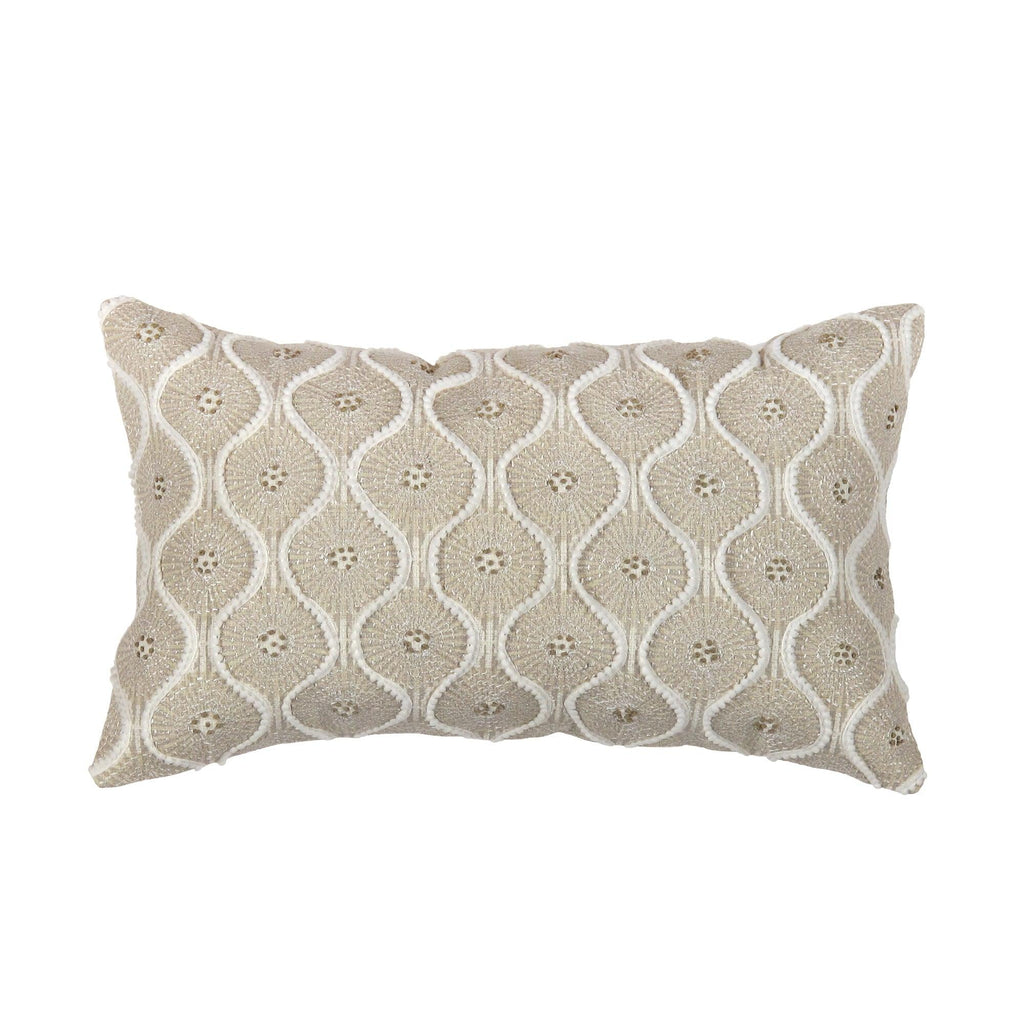 Canvello Naples Embroidered Pillow, Beige/Ivory-0