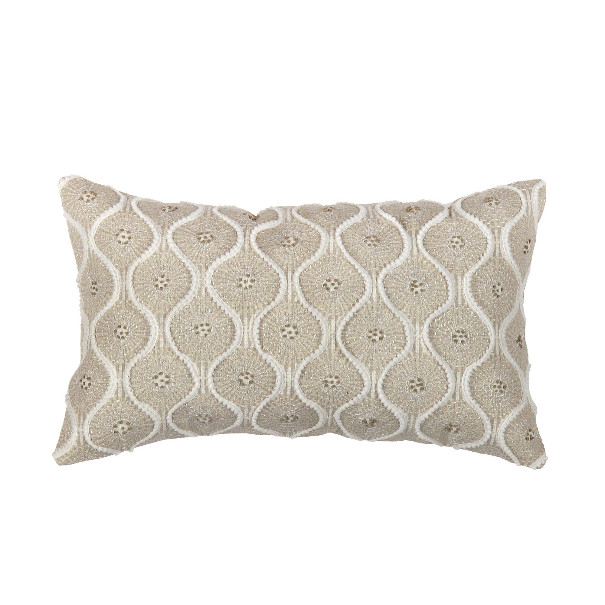 Canvello Naples Embroidered Pillow, Beige/Ivory-0