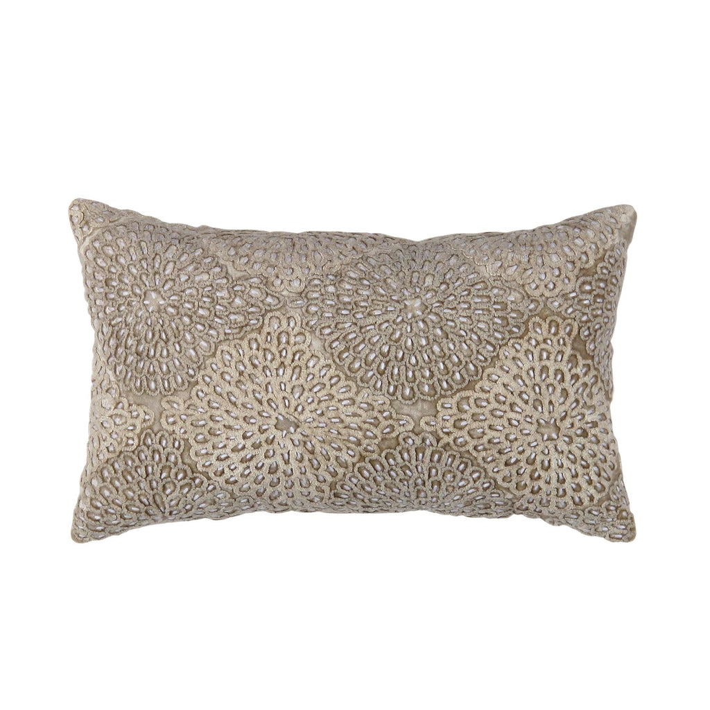 Canvello Naples Embroidered Pillow, Beige/Taupe-0