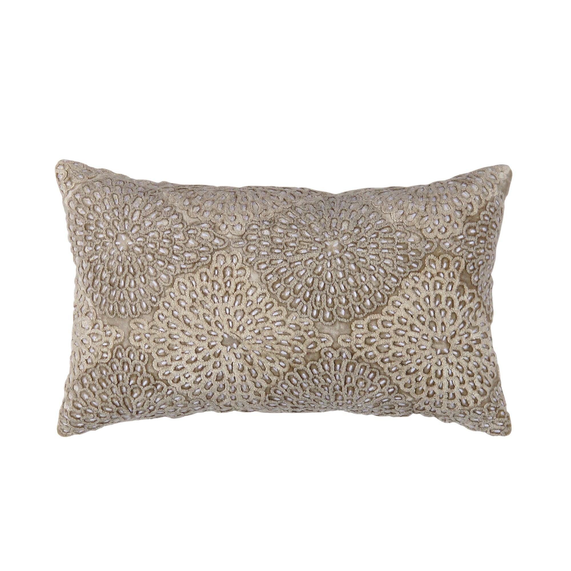 Canvello Naples Embroidered Pillow, Beige/Taupe-0