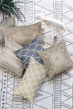 Canvello Naples Embroidered Pillow, Beige/Taupe-2