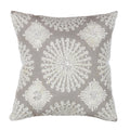 Canvello Naples Embroidered Pillow, Grey/Ivory-0
