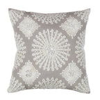 Canvello Naples Embroidered Pillow, Grey/Ivory-0
