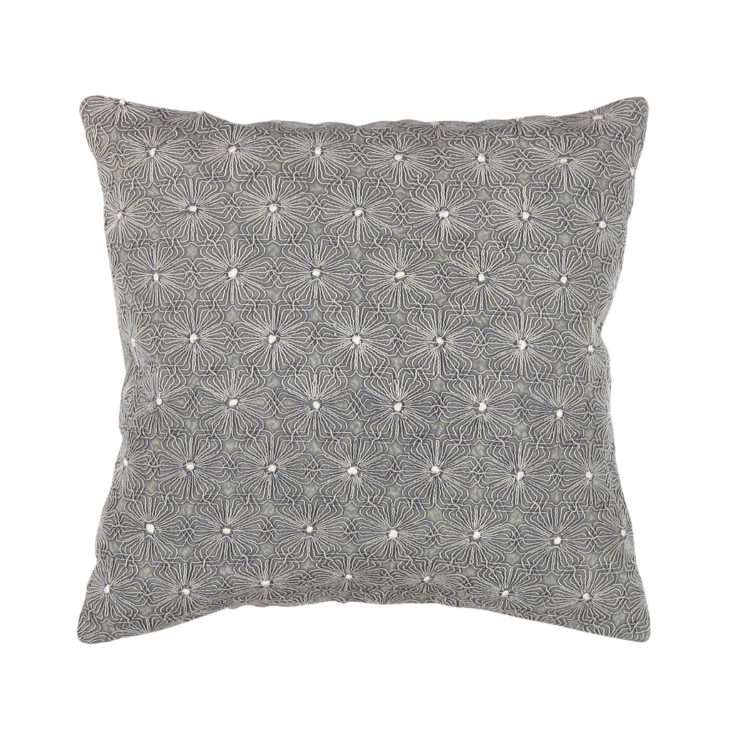 Canvello Naples Embroidered Pillow, Grey/Ivory-0