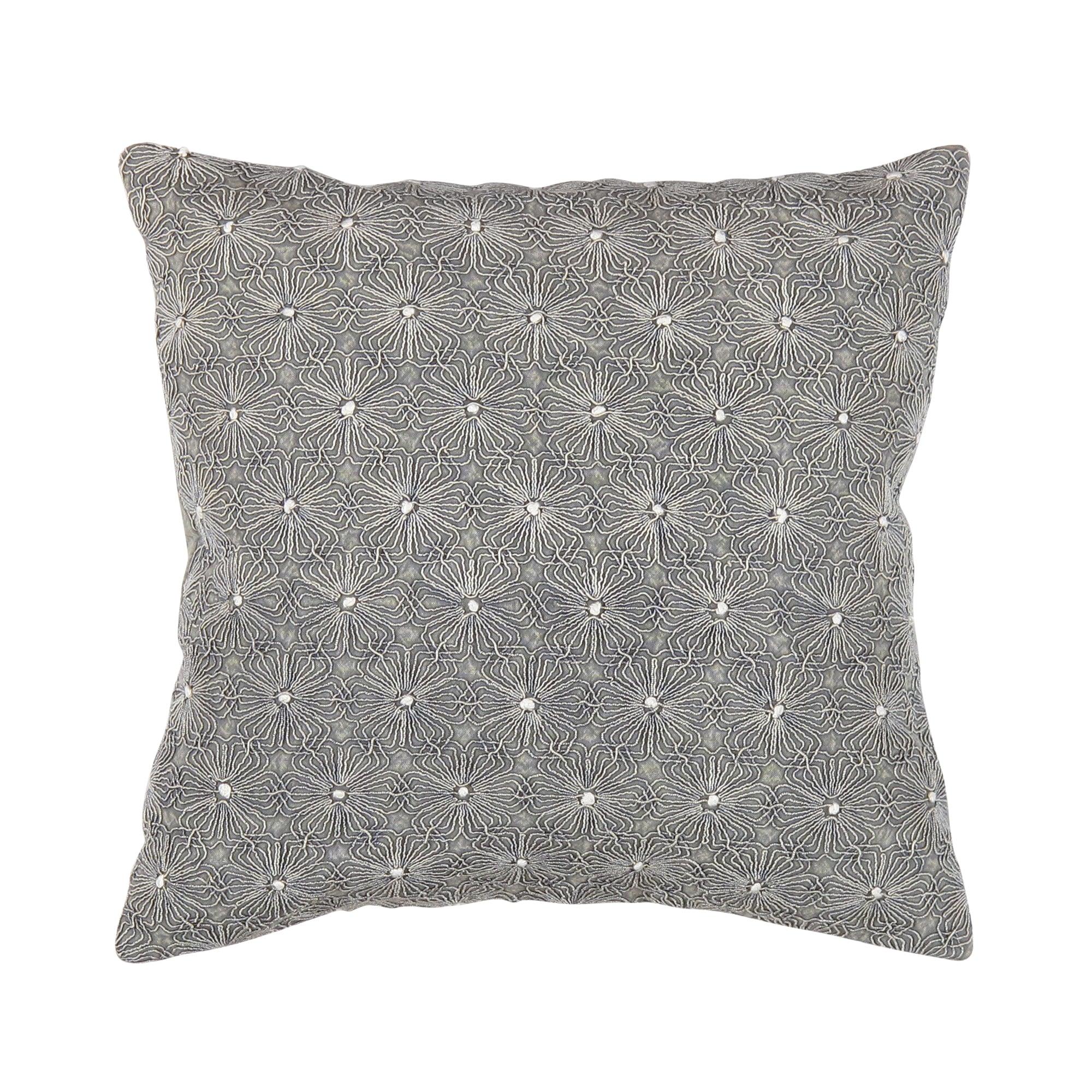 Canvello Naples Embroidered Pillow, Grey/Ivory-0