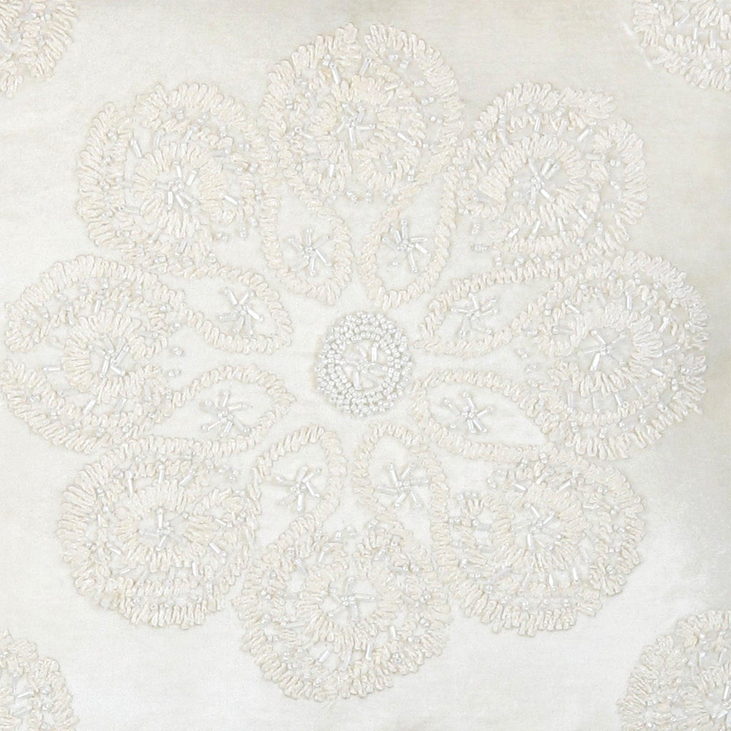 Canvello Naples Embroidered Pillow, Ivory/Silver-1
