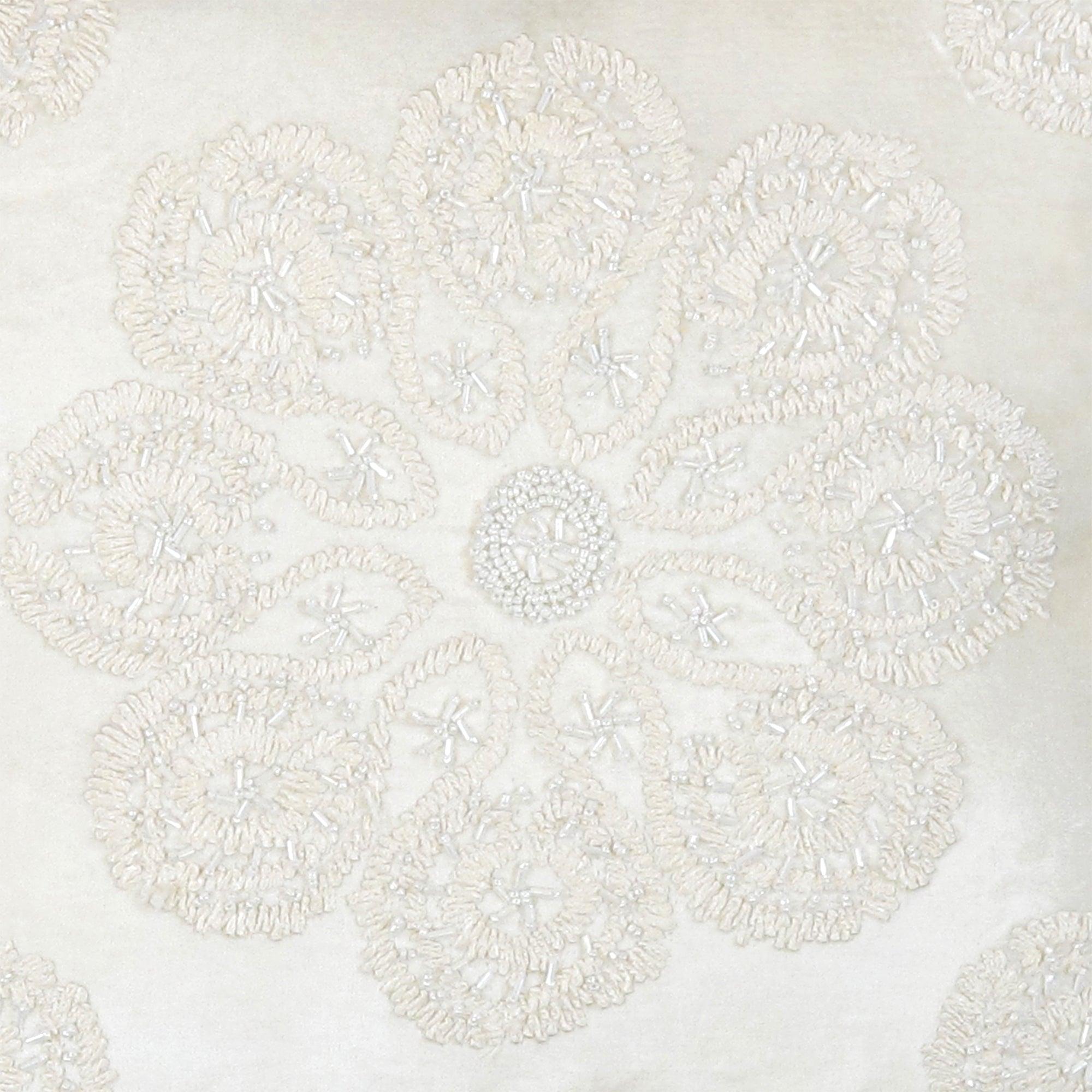 Canvello Naples Embroidered Pillow, Ivory/Silver-1