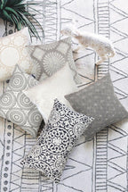 Canvello Naples Embroidered Pillow, Navy/Taupe-2