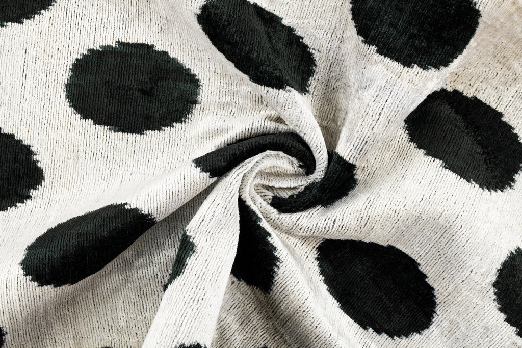 Canvello Organic Handmade Silk Velvet Pillow: 16x24 Inches with Premium Down Feather Insert - All-Natural Vegetable-Dyed Black White Polka Dot