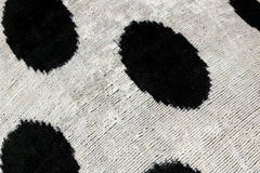 Canvello Organic Handmade Silk Velvet Pillow: 16x24 Inches with Premium Down Feather Insert - All-Natural Vegetable-Dyed Black White Polka Dot