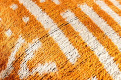 Canvello Organic Handmade Silk Velvet Pillow: 16x24 Inches with Premium Down Feather Insert - Luxury Copper Orange Geometric Floral Pattern