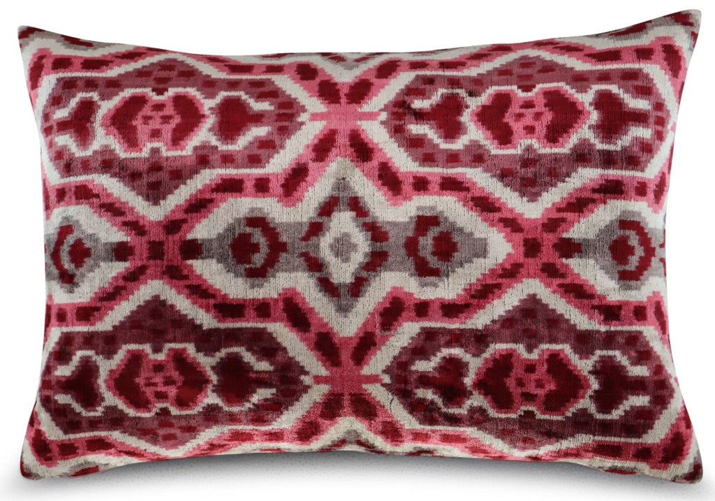 Canvello Pink Gray Handmade 16x24 Silk Velvet Pillow, Organic Veg Dyed, Down/Feather Filled