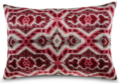 Canvello Pink Gray Handmade 16x24 Silk Velvet Pillow, Organic Veg Dyed, Down/Feather Filled