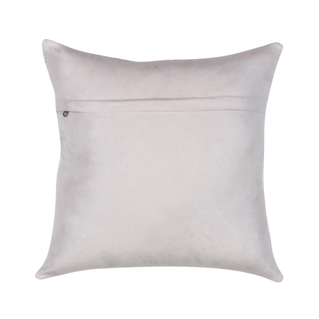 Canvello Safari Geometric Silver Cowhide 17" Decorative Throw Pillow-2