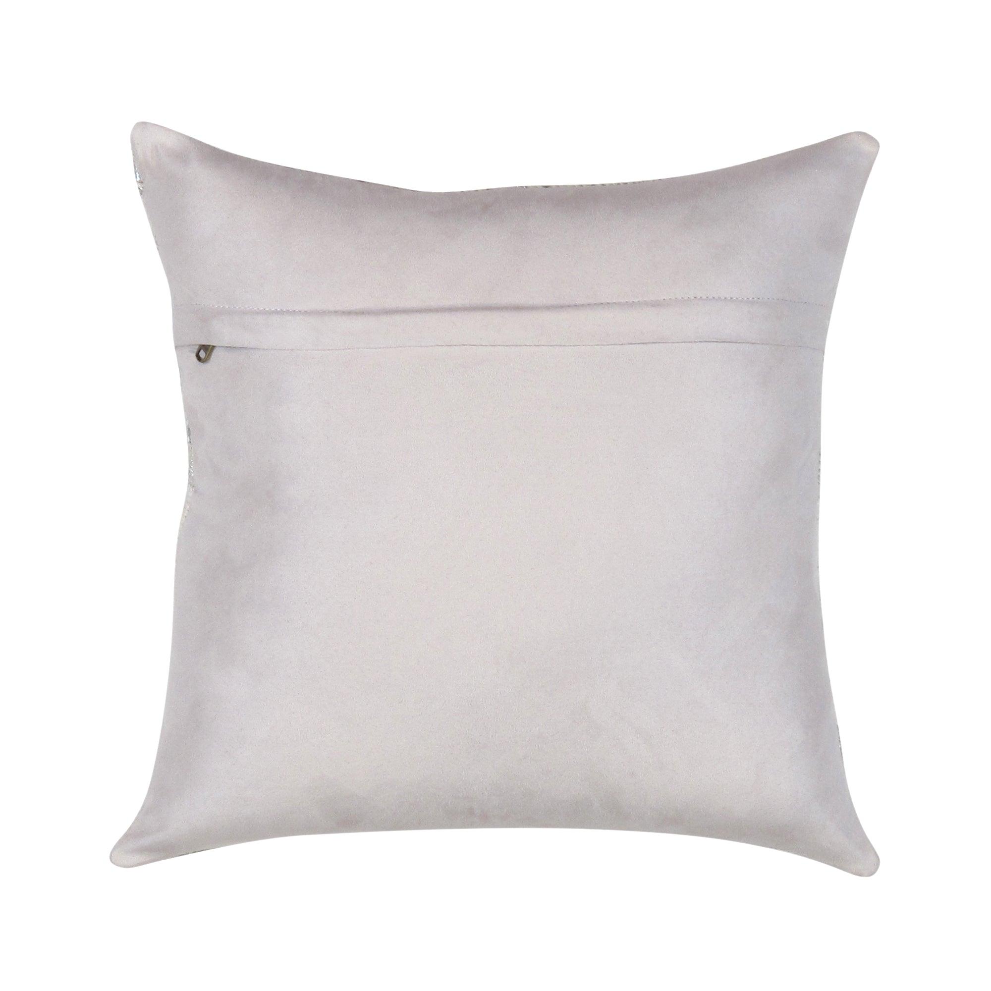 Canvello Safari Geometric Silver Cowhide 17" Decorative Throw Pillow-2
