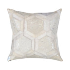 Canvello Safari Geometric Silver Cowhide 17" Decorative Throw Pillow-0