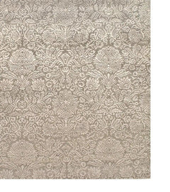 Canvello Tan Damask Tabriz Silk and Wool Rug - 5'5" x 7'9"