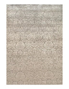 Canvello Tan Damask Tabriz Silk and Wool Rug - 5'5" x 7'9"