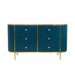 Canvello Theodore Marble Top Metal Frame Sideboard, Green/Gold