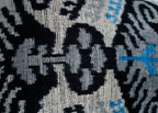 Canvello Unique THROW PILLOW, + Down Feather, Couch Cushion, Luxury Fabric, Decorative Black Blue Silk VELVET Ikat Lumbar Throw Pillow 16X24