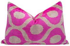 Canvello Vibrant 16x24 in Pink Geometric Trellis Throw Pillow - Modern Fuchsia and White Plush Cushion for Home Décor