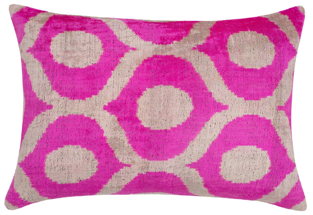 Canvello Vibrant 16x24 in Pink Geometric Trellis Throw Pillow - Modern Fuchsia and White Plush Cushion for Home Décor