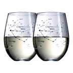 Set of 2 Zodiac Sign Wine Glasses with 2 Wooden Coasters (Capricorn)-0