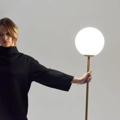 Brass Gold LED Floorstanding Luminaire Frosted Globe-4