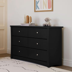 Crescent 6 Drawer Double Dresser Black GREENGUARD Gold-1