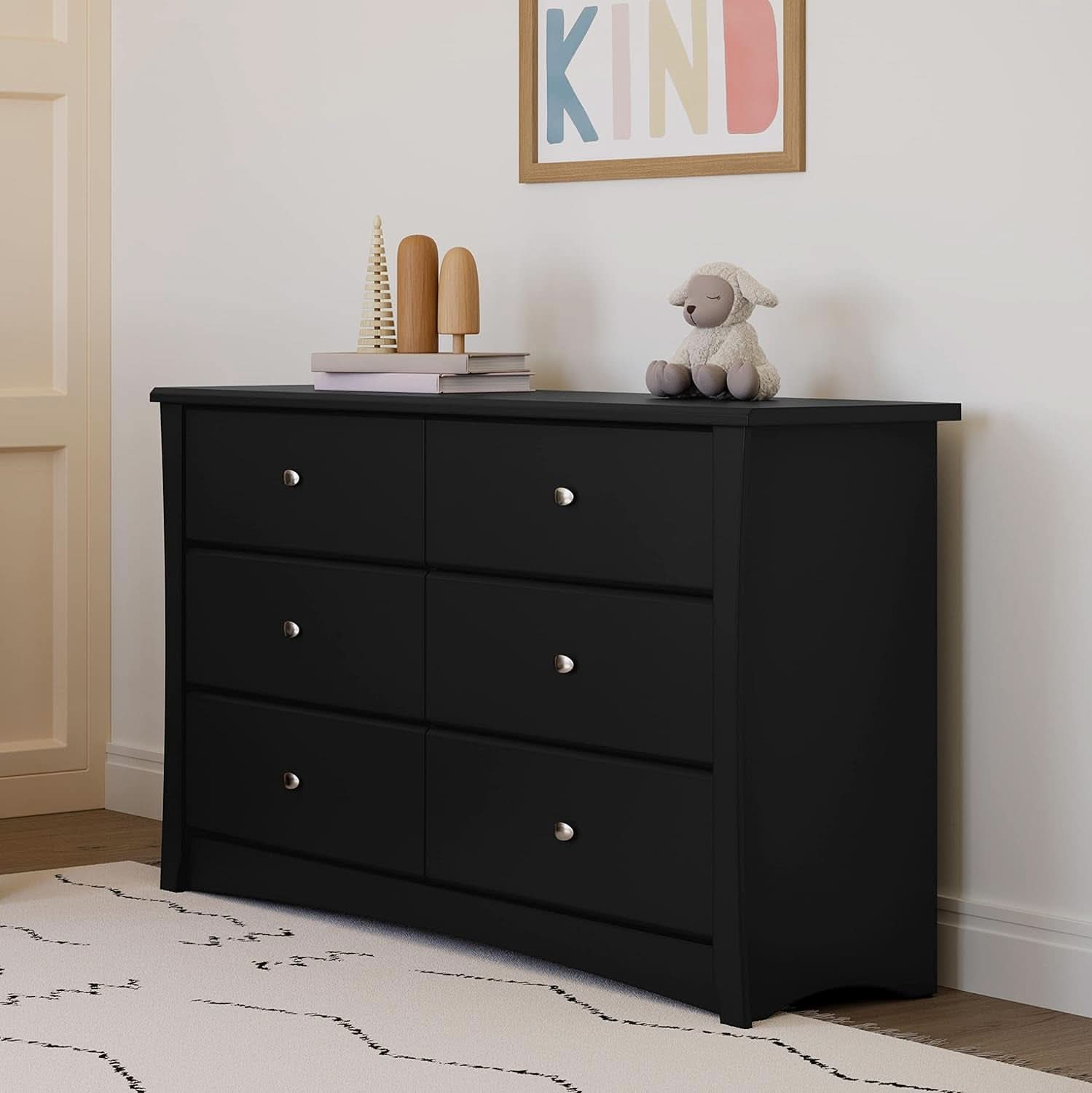 Crescent 6 Drawer Double Dresser Black GREENGUARD Gold-1