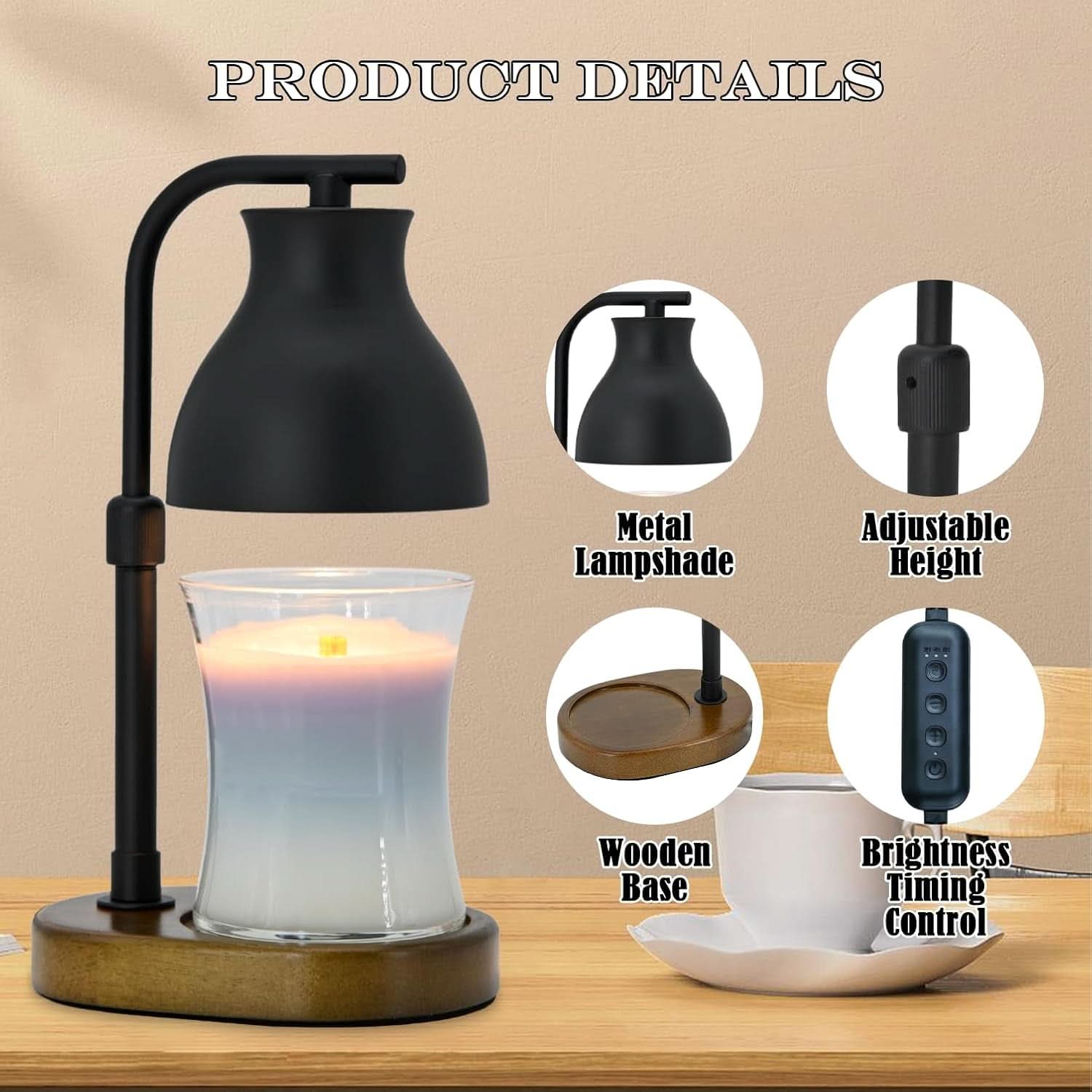 Electric Adjustable Candle Warmer Lamp Including Bulbs