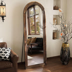 Arched Full Length Floor Mirror 63x21Inches Walnut-4